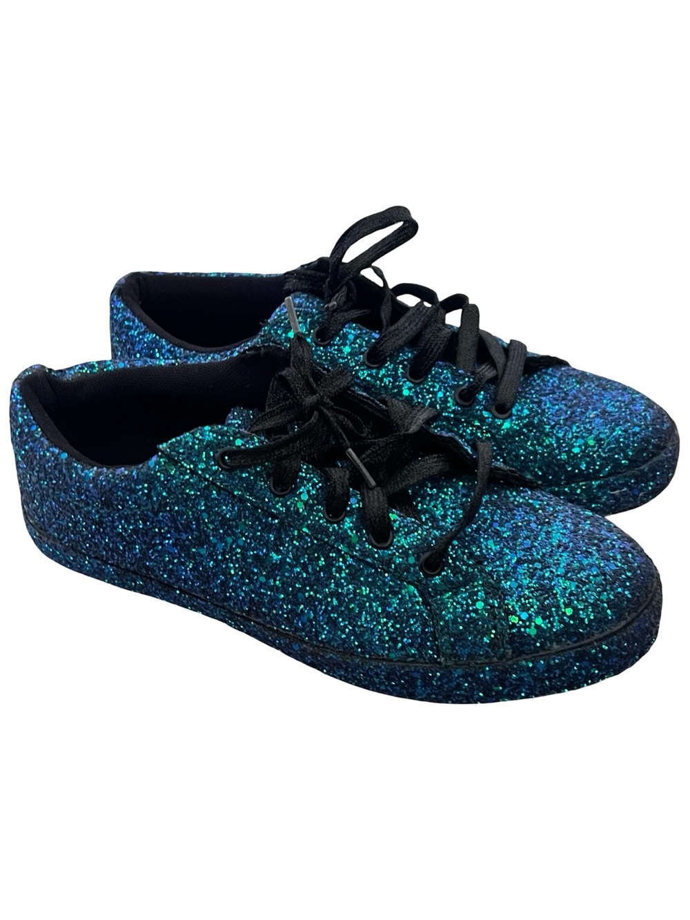 River Island Green Blue Glitter Low Top Sneakers US Ladies 10